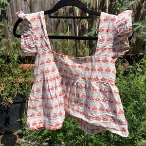 Vintage Cotton Block Print Ruffle Tank - M